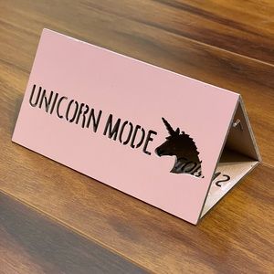 🔥 Novelty Unicorn Triangle Desk Wood Sign 🦄